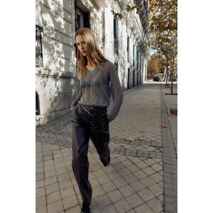 ZARA FAUX LEATHER STRAIGHT TROUSERS